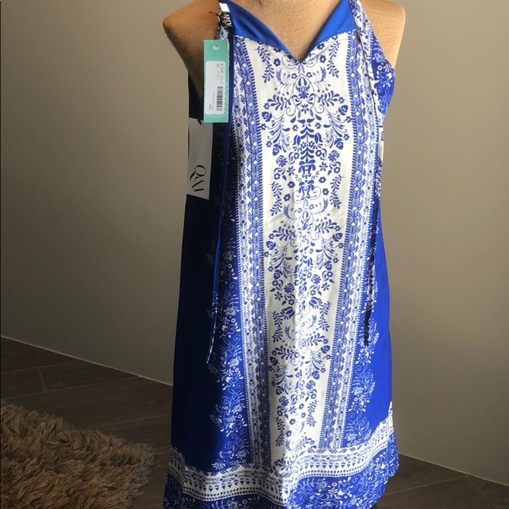 Cobalt boho shift dress.